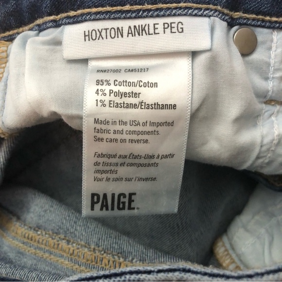 PAIGE Hoxton Ankle Peg High Rise Released Fray Hem Jeans Sz 24 - Picture 10 of 10